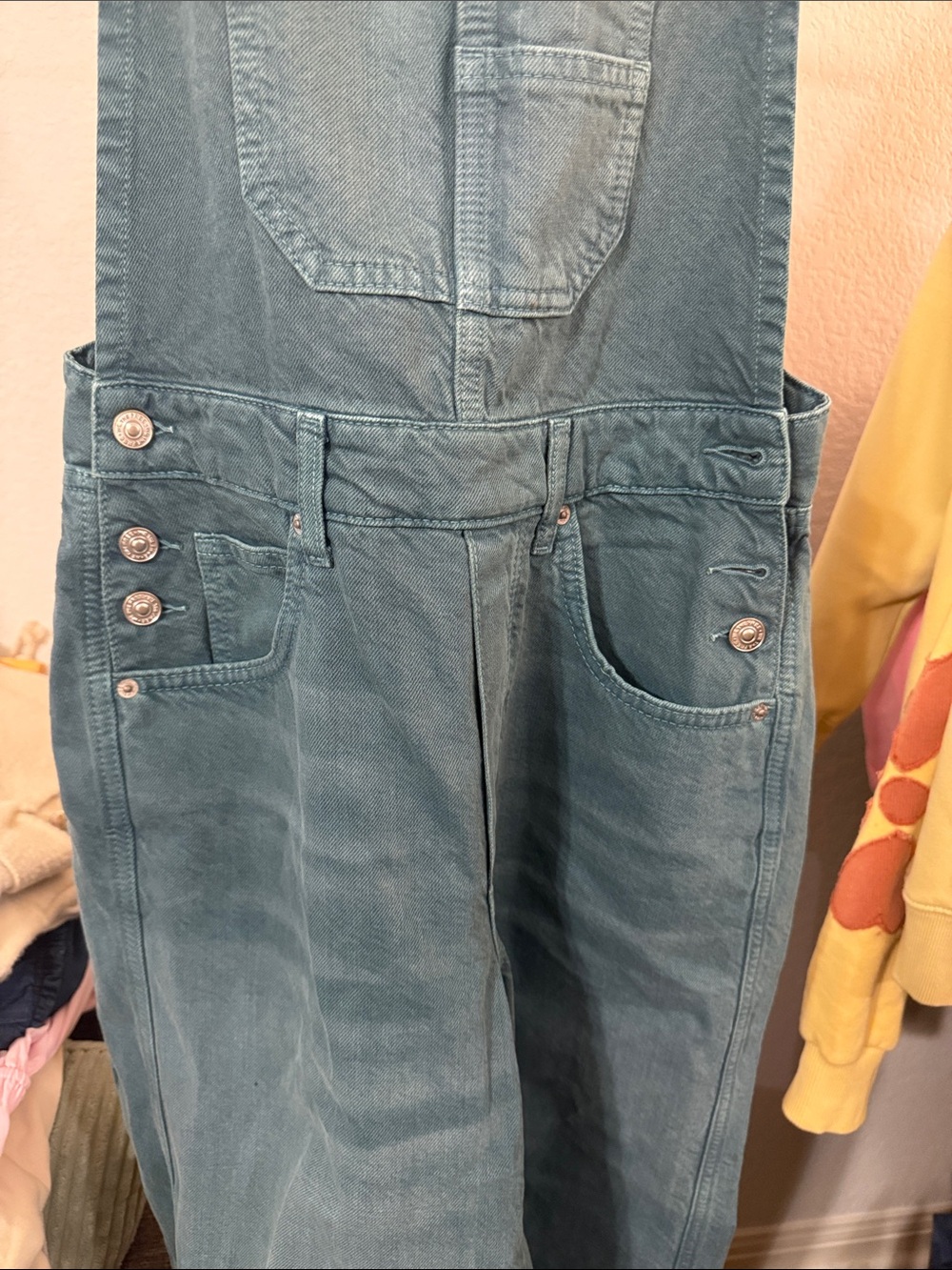 Free People Good Luck Teal Denim Overalls - #129 - Picture 3 of 4